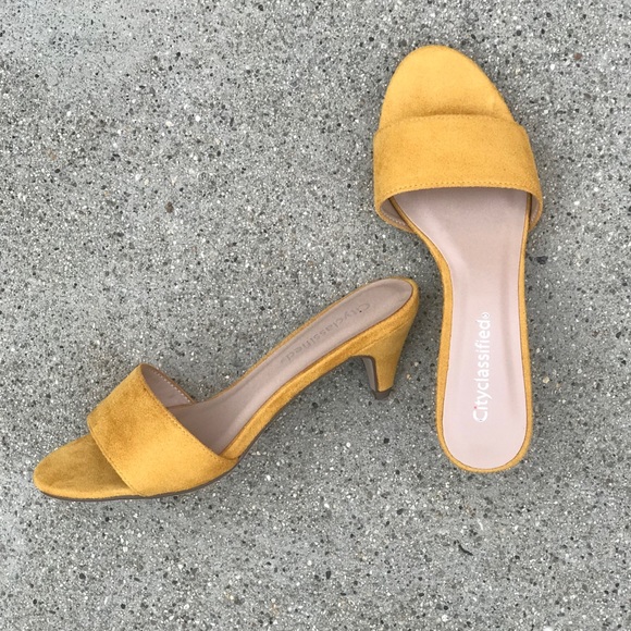Cityclassified Shoes - City Classified Mustard Yellow Kitten Heel Mule
